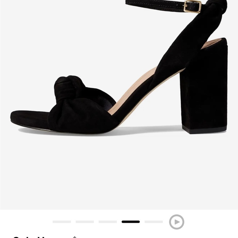 Elegant Black Cole Hahn Kaycee Knotted Suede Sandal with Block Heel
NWOT
